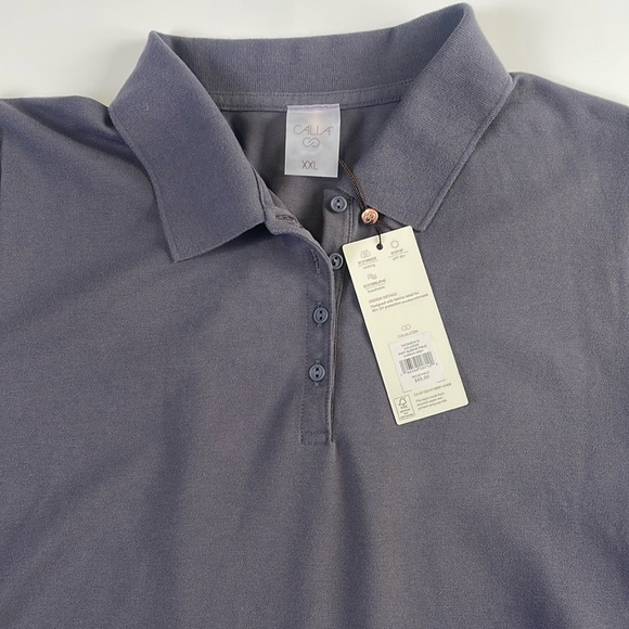 NWT Calia Pique Puff Sleeves Polo T-Shirt XXL Carbon Gray 3/4 Button Down Golf - Picture 7 of 16
